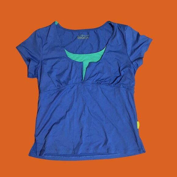 Pure Lime Blue & Green Active V-Neck Top – Size M (8/10) | Danish Design - Picture 2 of 7